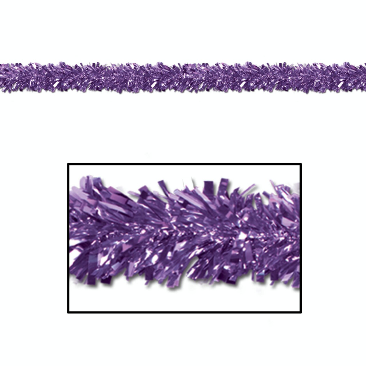Beistle Club Pack of 12 Shiny Metallic Purple Foil Tinsel 6-Ply Christmas Garlands 15' - Unlit